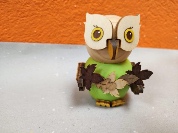 Minieule   "Eule mit Weinlaub"